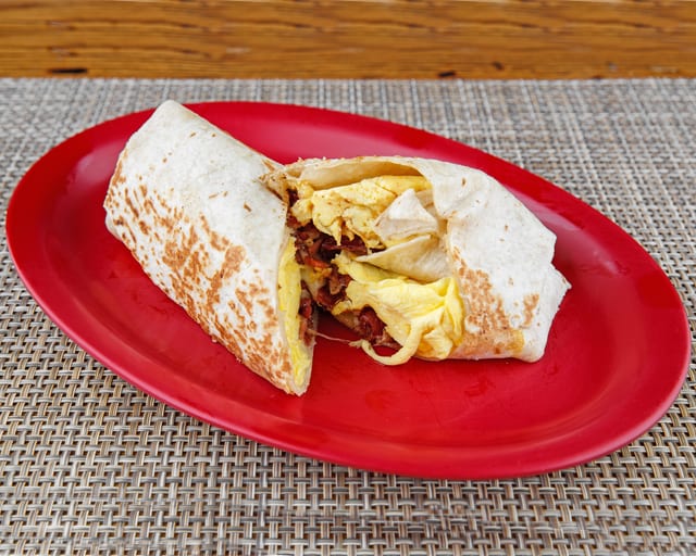 Cheesy Breakfast Wrap.