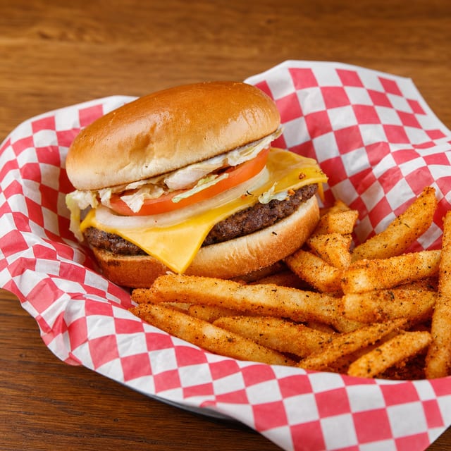 Quarter Pound KY Bison Burger with Cheese.